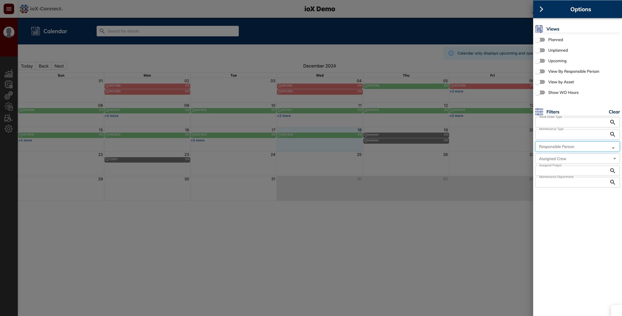 CMMS Maintenance Calendar